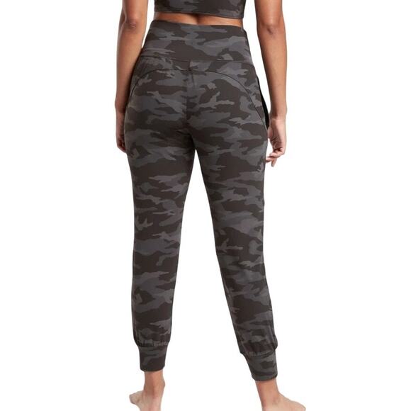 Athleta Salutation Jogger Womens S Black Camo Pockets High Rise Yoga Gym UPF50 - Picture 4 of 15